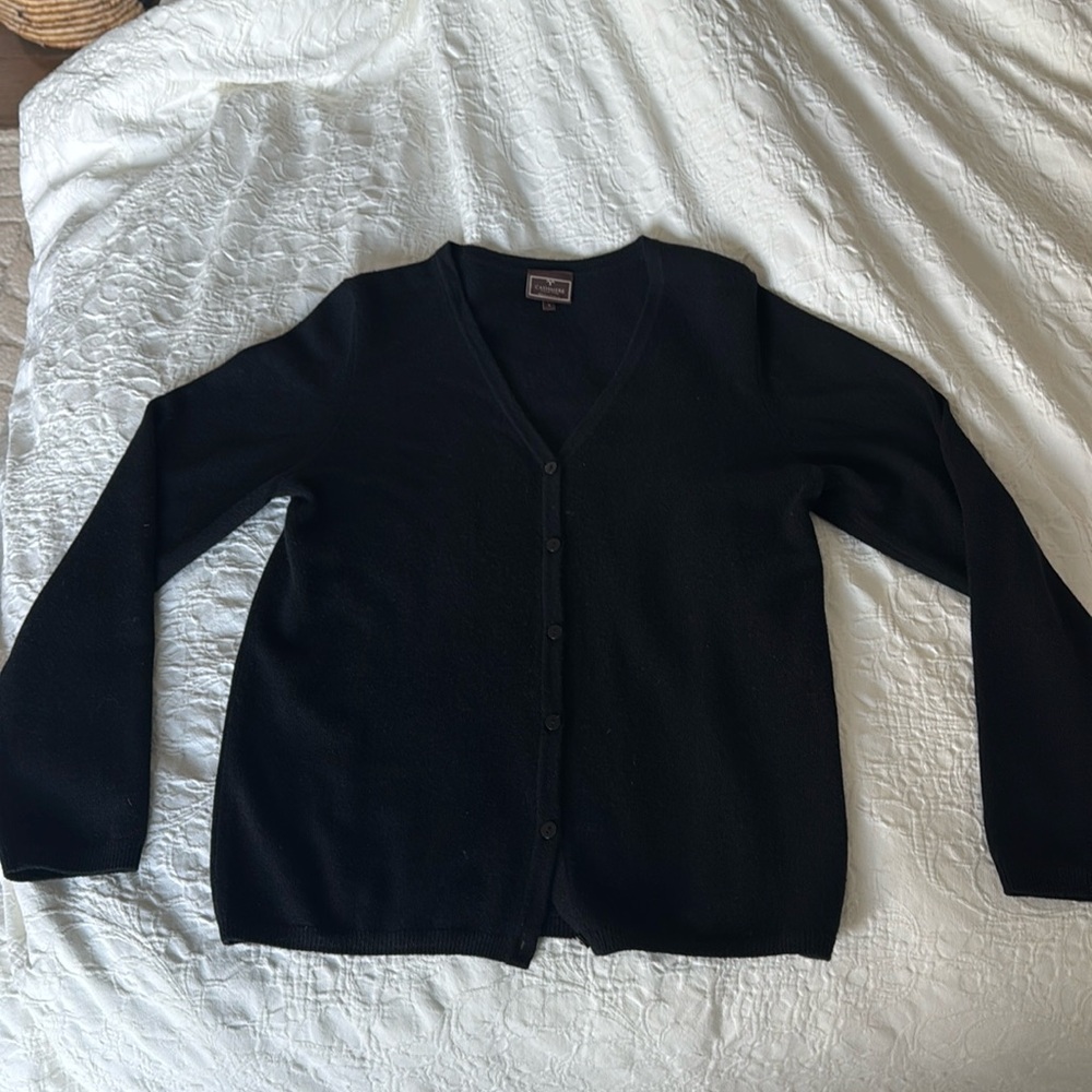 Monoprix 100% cashmere collection black cardigan size small NWOT